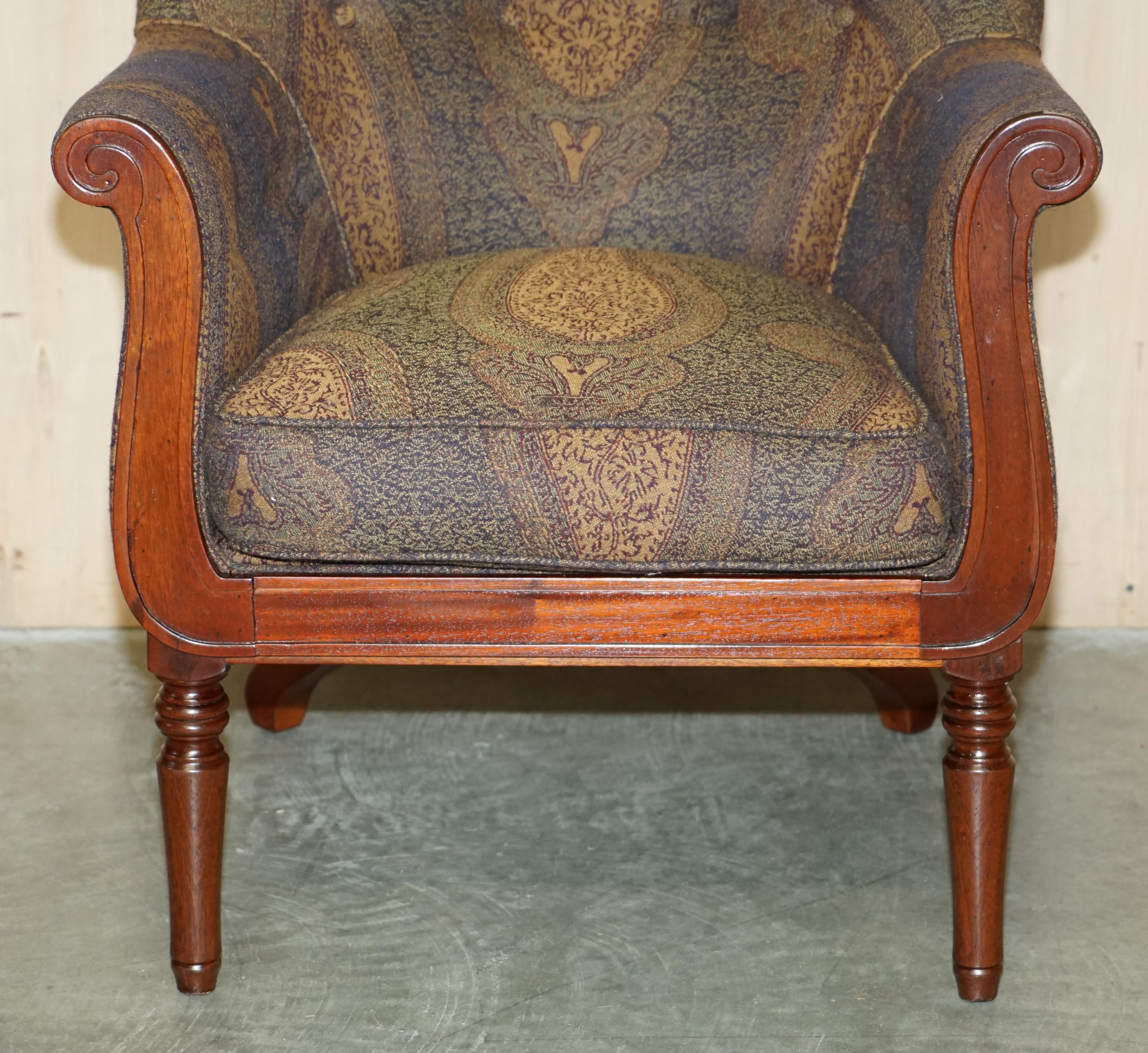English PAiR OF GEORGE SMITH WILLIAM IV LIBRARY ARMCHAIRS UNIQUE UPHOLSTERY For Sale