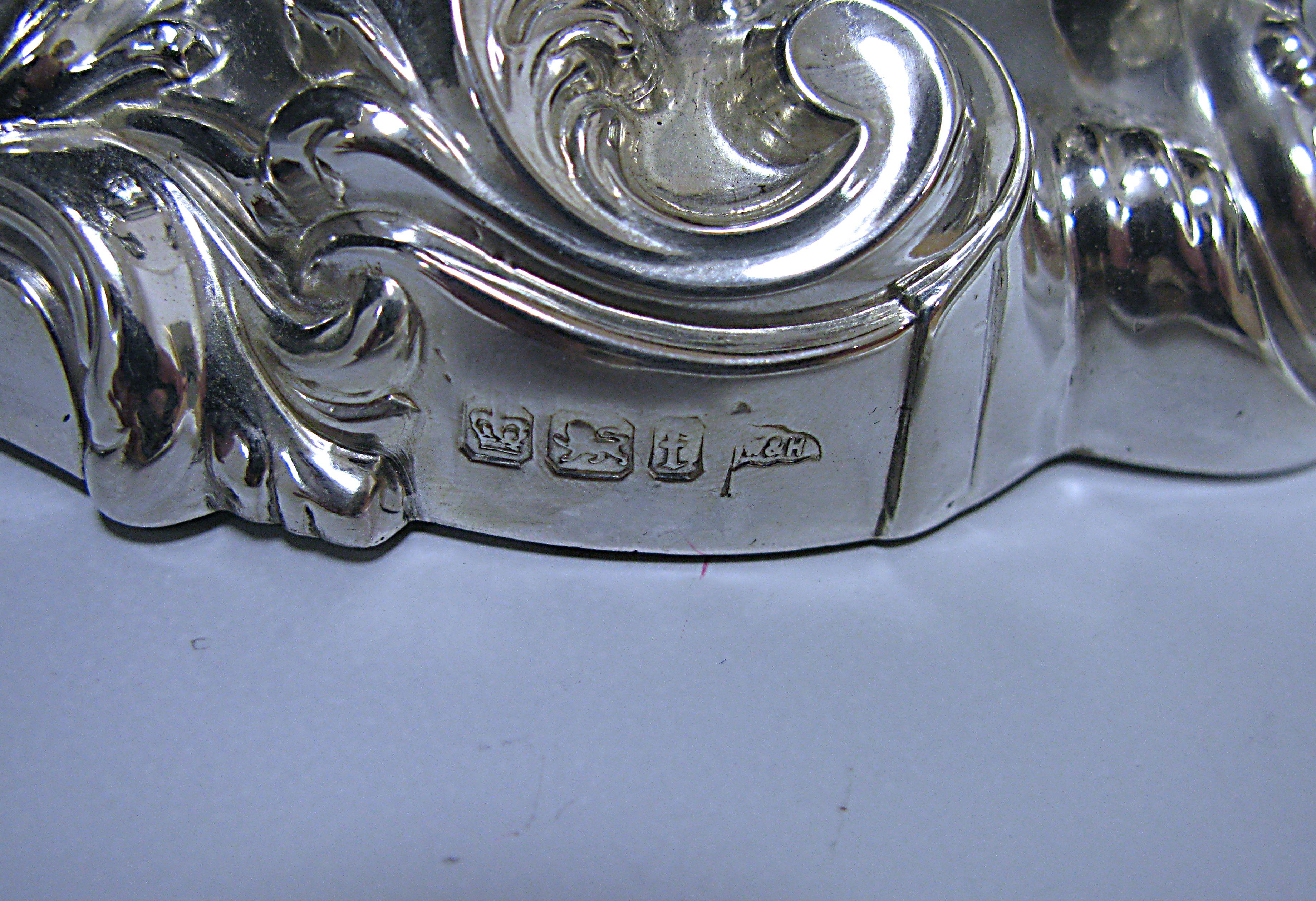 Pair of Antique Sterling Silver Five-Light Candelabra by Walker & Hall 4