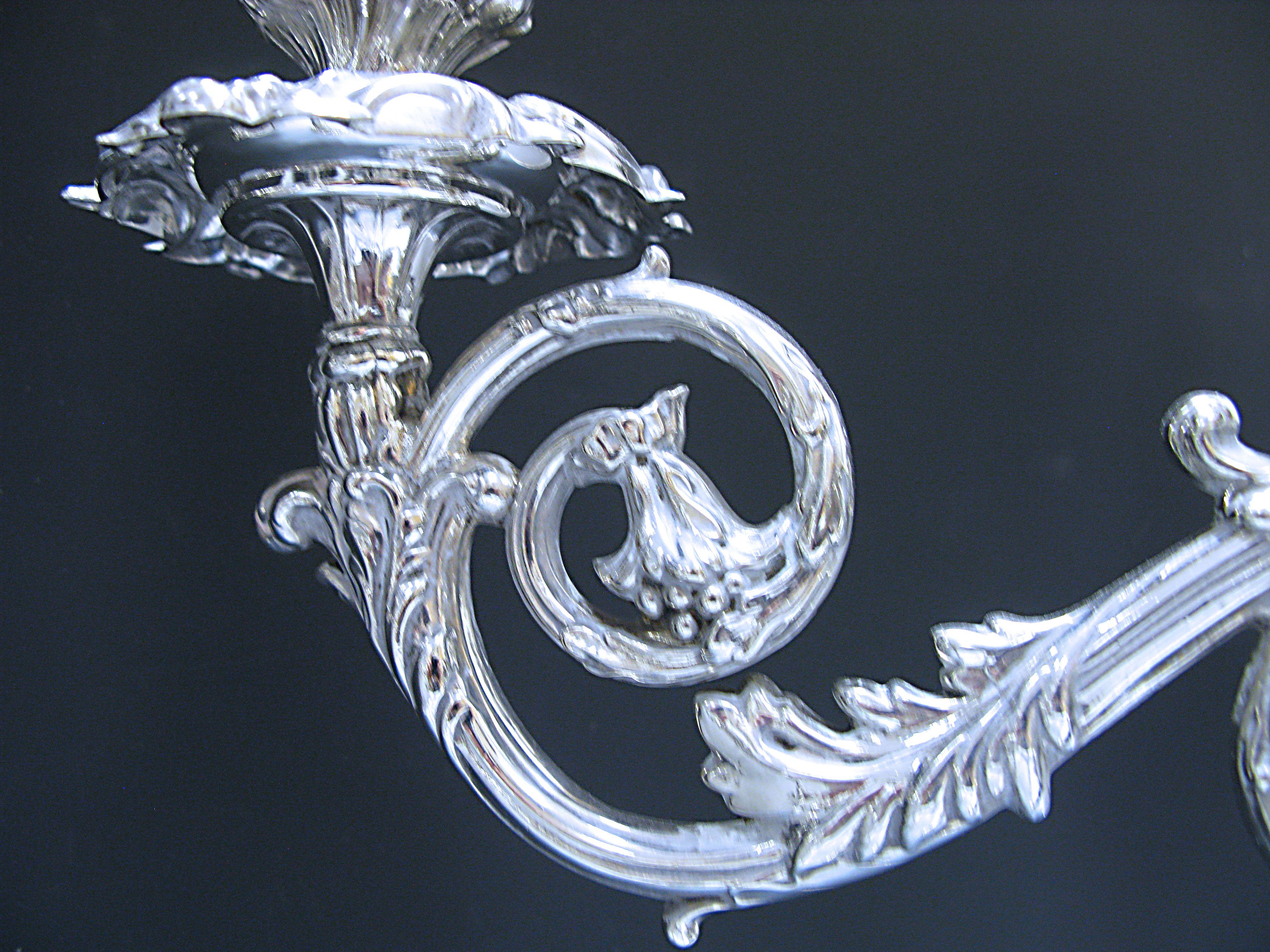 Pair of Antique Sterling Silver Five-Light Candelabra by Walker & Hall 2