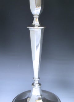 Pair of George V Antique Sterling Silver Three-Light Candelabra Made in 1912