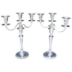 Pair of George V Antique Sterling Silver Three-Light Candelabra Made in 1912
