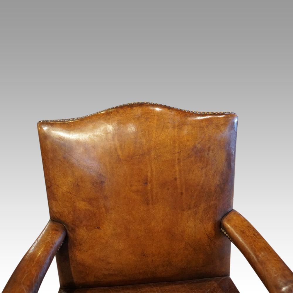 Pair of mahogany Gainsborough chairs 
This Pair of mahogany Gainsborough chairs were made circa 1930, during the reign of King George V.
The quality mahogany frame with the down swept arms at the front with the delicate carved patera to the front of