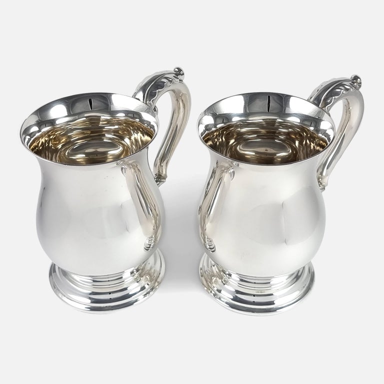 Pair of George VI Sterling Silver Mugs, 1950 For Sale 5
