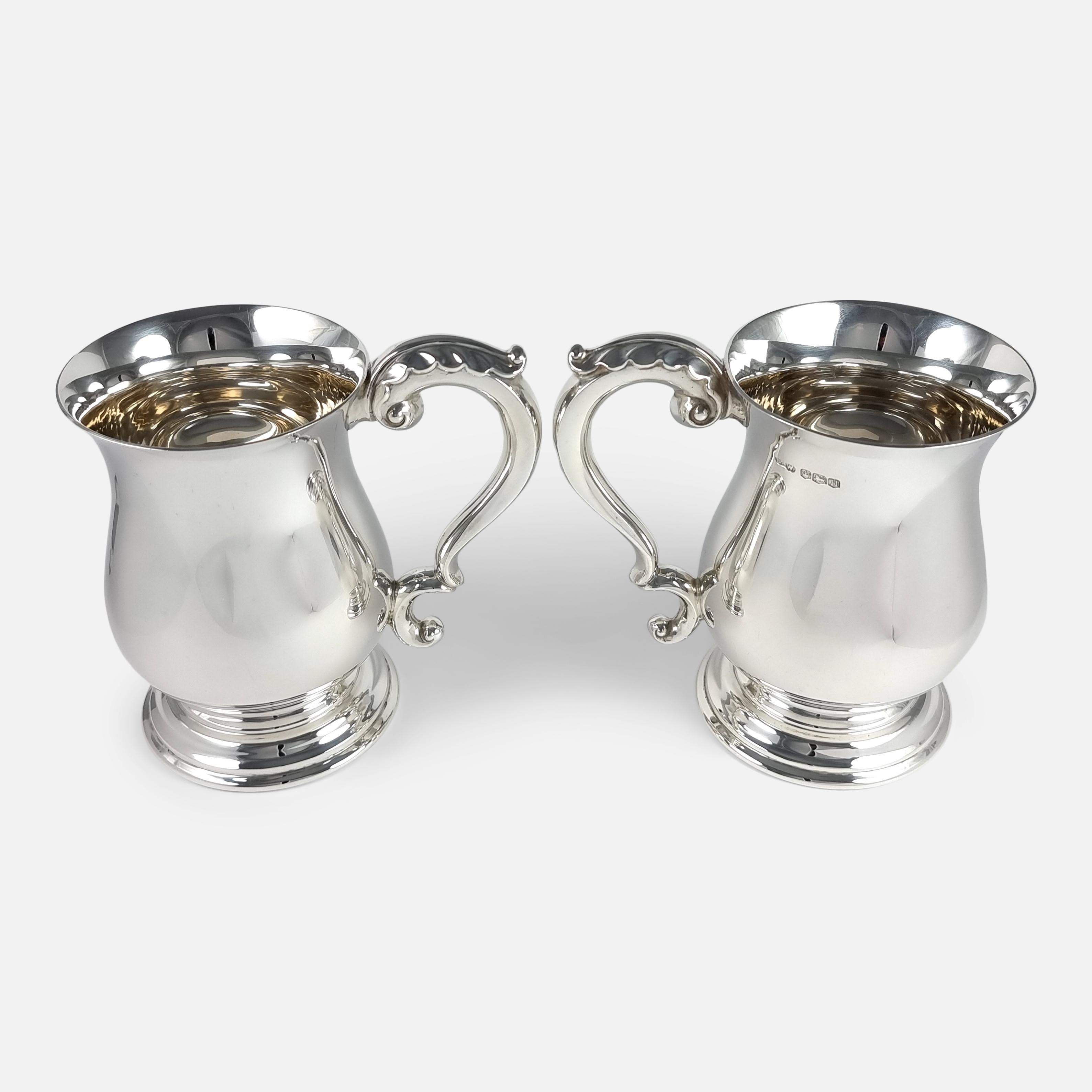 George III Pair of George VI Sterling Silver Mugs, 1950 For Sale