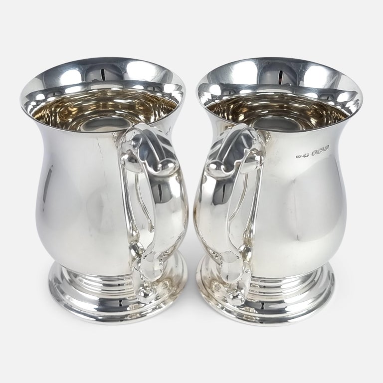 Pair of George VI Sterling Silver Mugs, 1950 For Sale 1