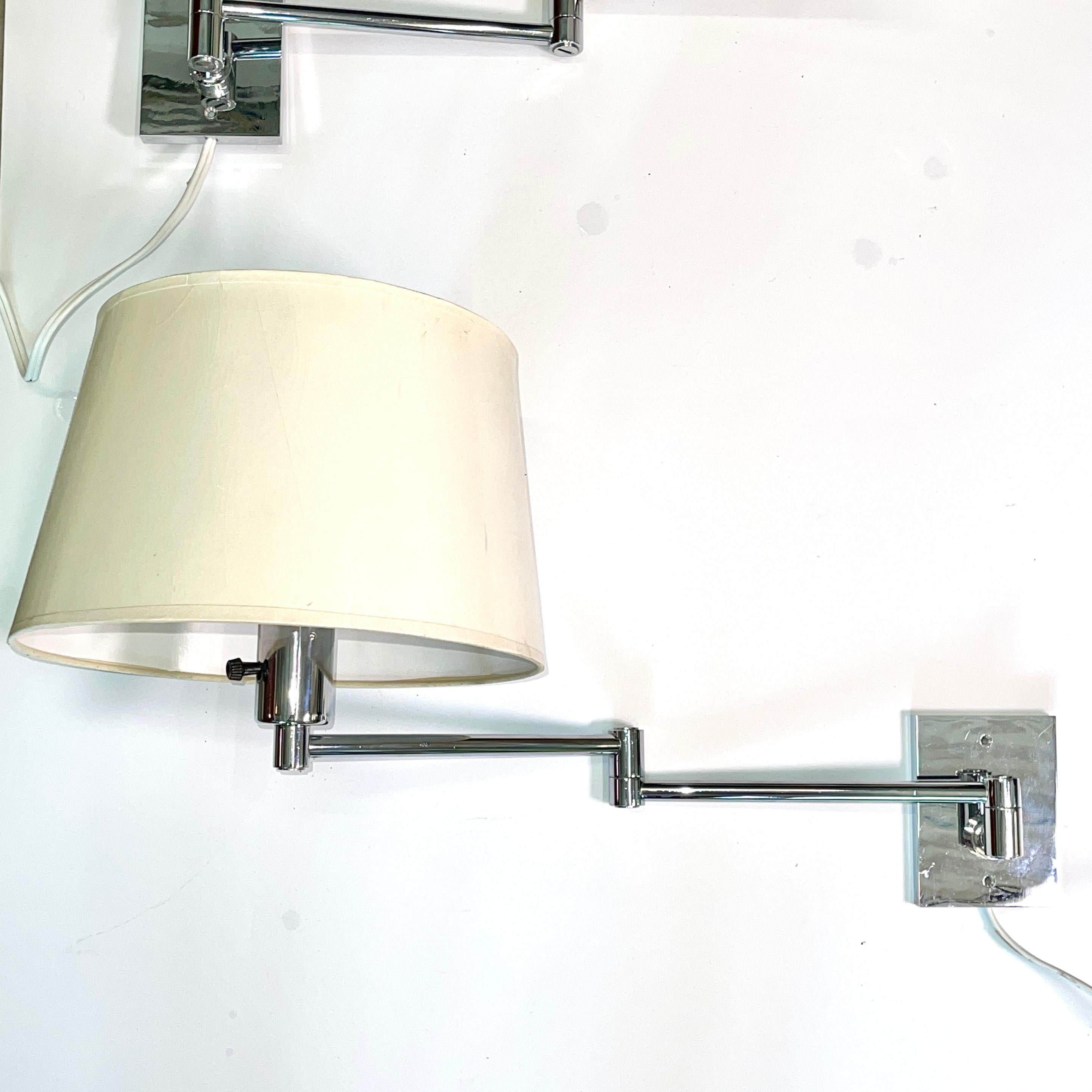 Pair of George W. Hansen Chrome Swing Arm Wall Lamps 5
