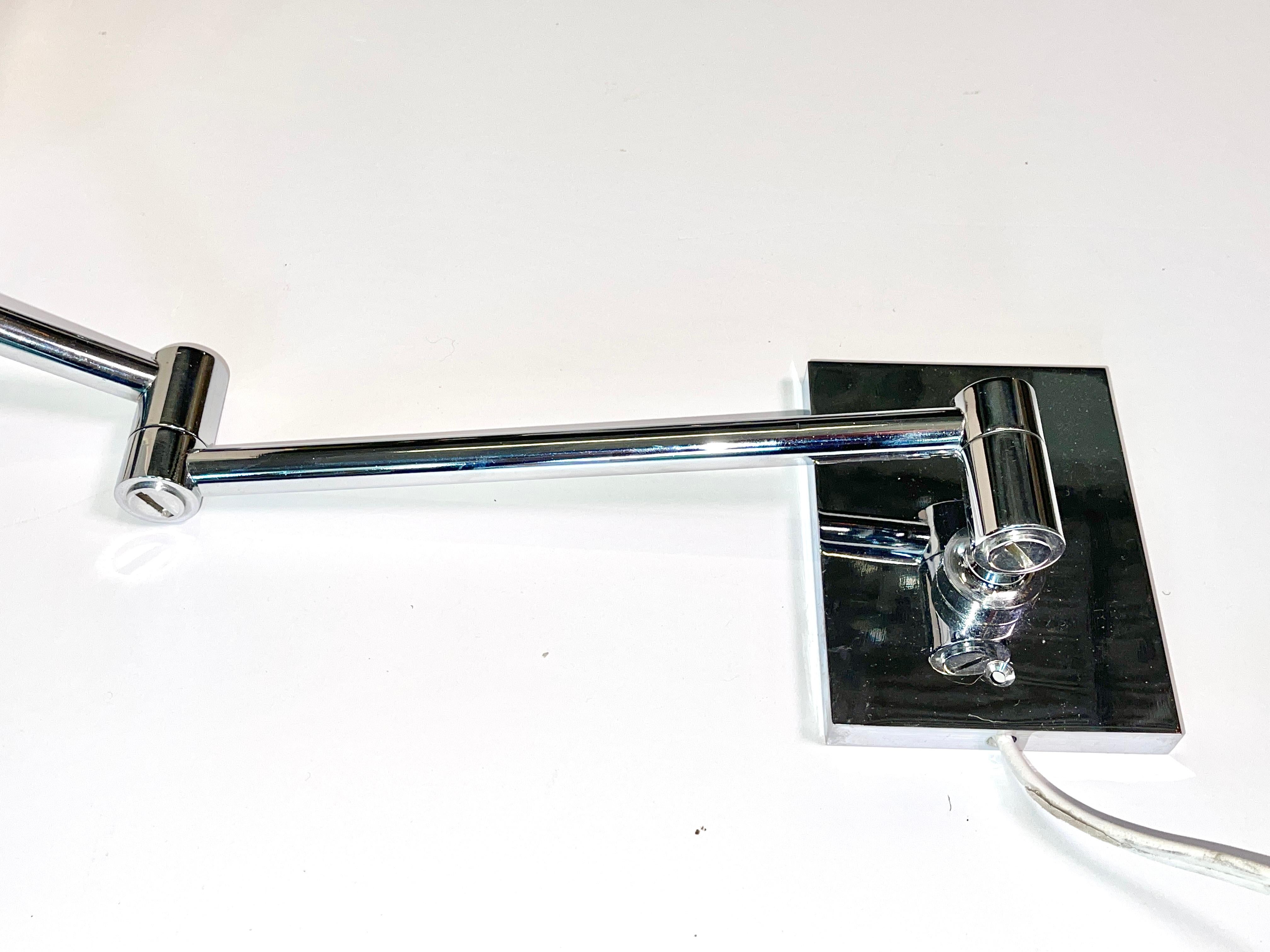 Pair of George W. Hansen Chrome Swing Arm Wall Lamps 9