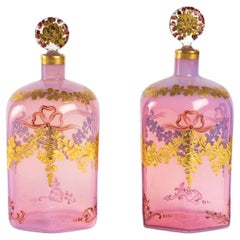 Pair of Georges de Pigeon Opaline Bottles