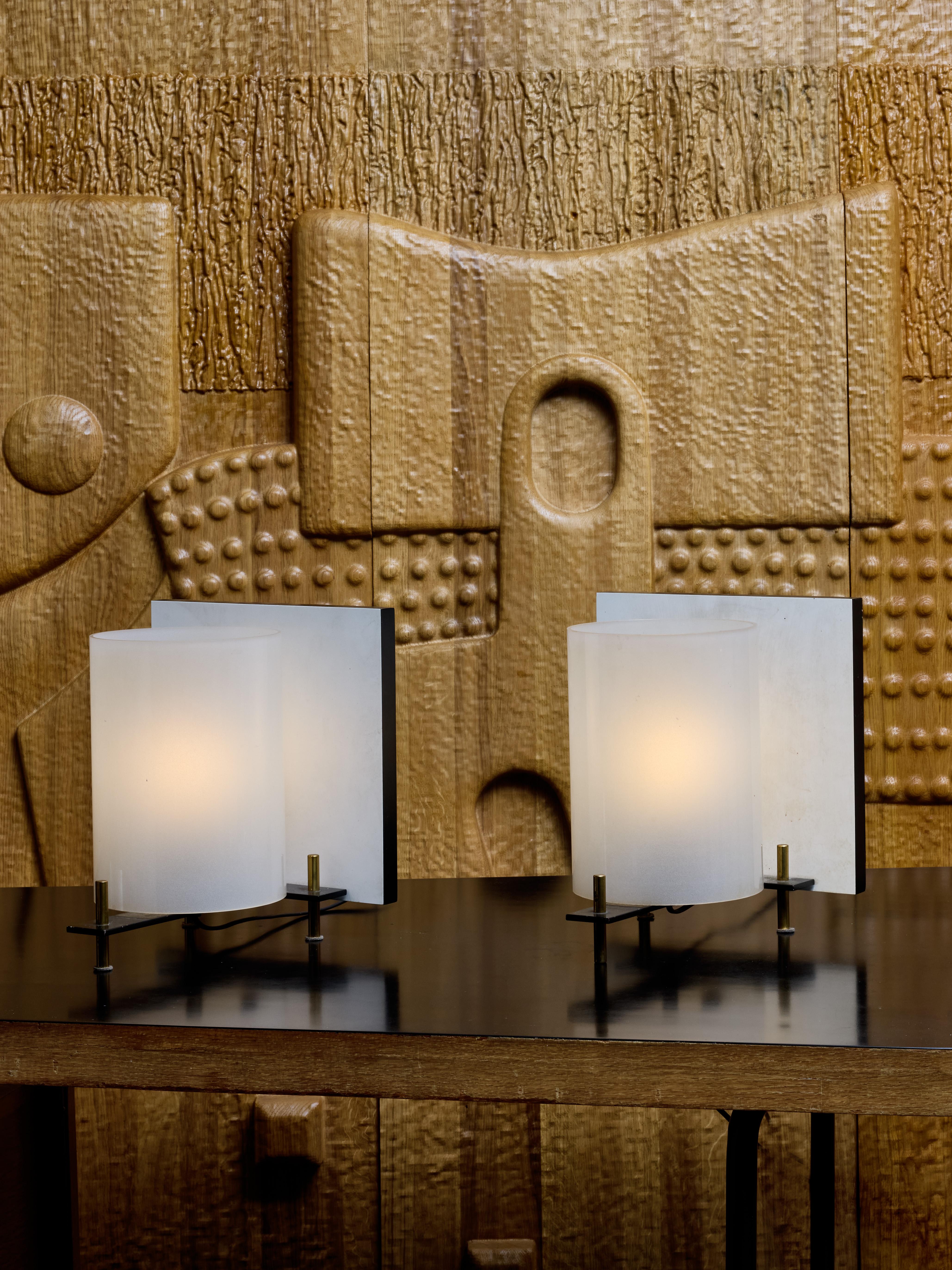 Mid-Century Modern Paire de lampes de table Georges Frydman pour EFA en vente