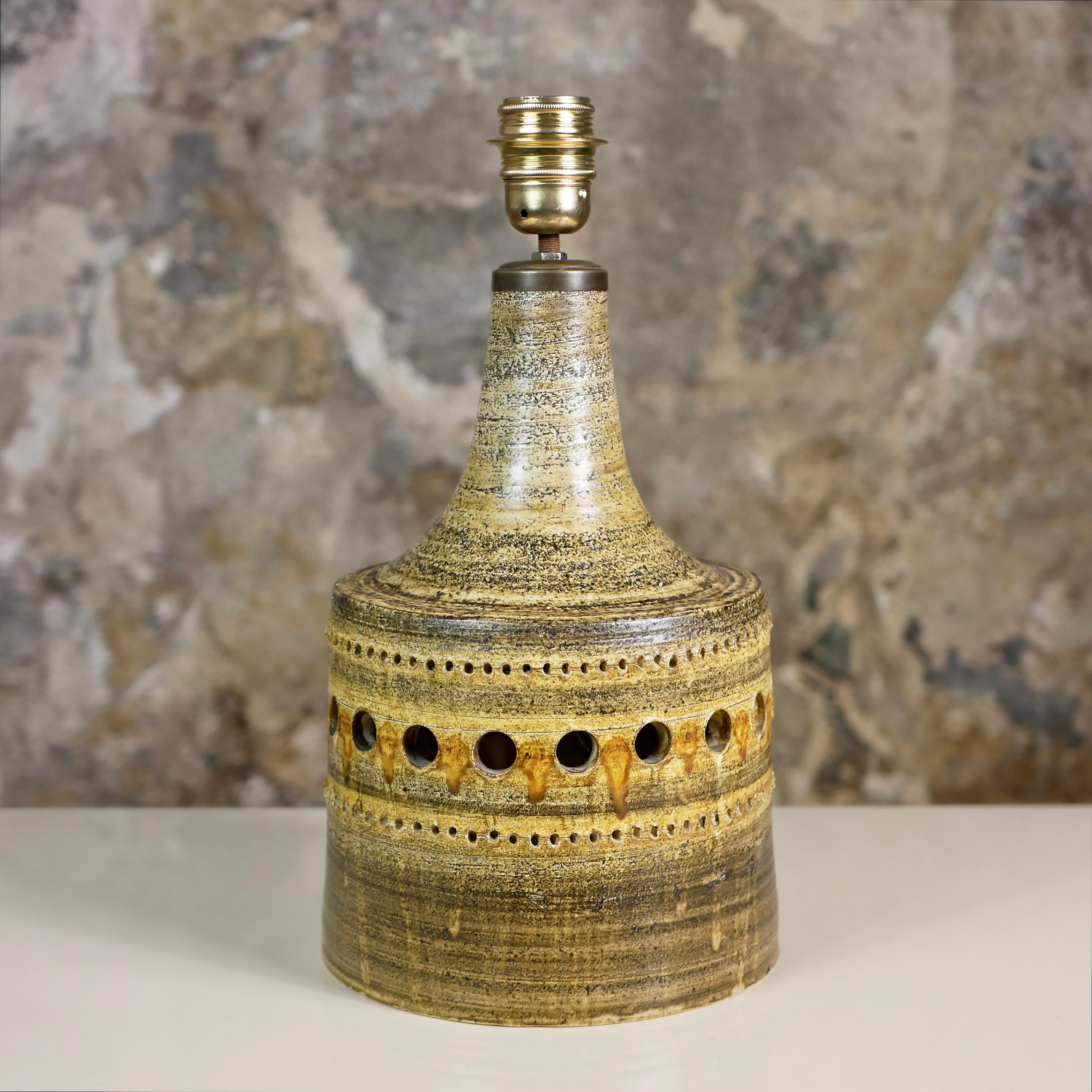 French Pair of Georges Pelletier ceramic lamps, made in France, 1960s
