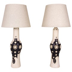 Pair of Georges Pelletier Ceramic Table Lamps, circa 1970, France
