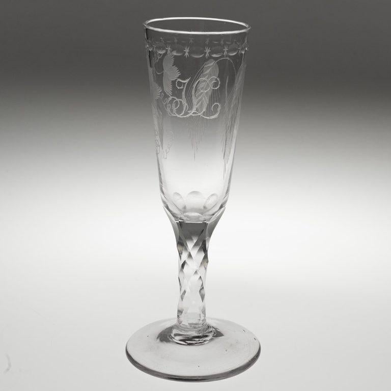 Pair of Georgian Ale Glasses with Facet Cut Stems c1780 In Good Condition For Sale In Tunbridge Wells, GB
