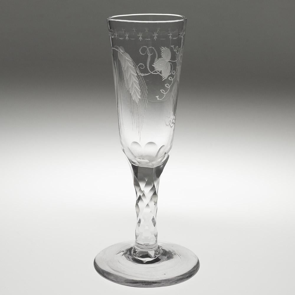 Pair of Georgian Ale Glasses with Facet Cut Stems c1780 In Good Condition For Sale In Tunbridge Wells, GB