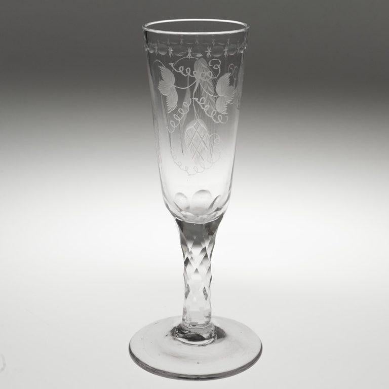 Late 18th Century Pair of Georgian Ale Glasses with Facet Cut Stems c1780 For Sale
