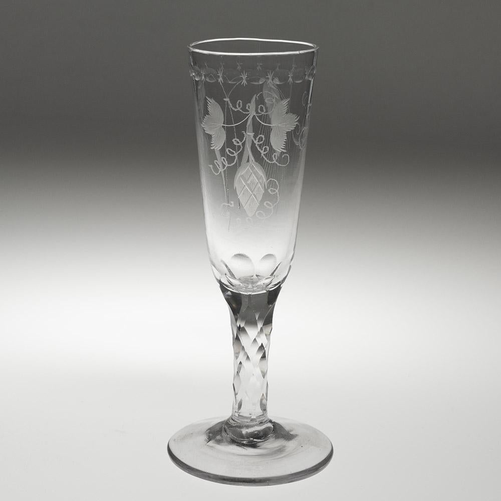 Pareja de copas de cerveza georgianas con tallos facetados c1780 finales del siglo XVIII en venta