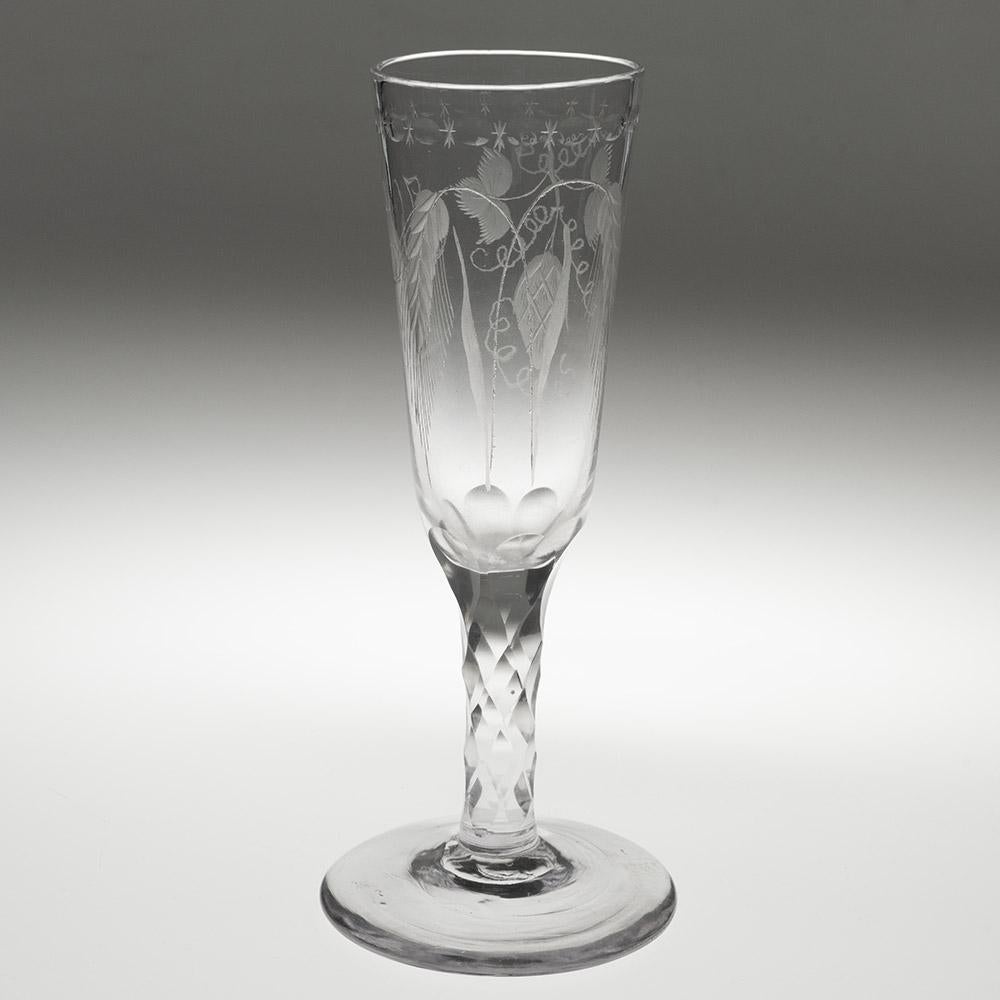 Late 18th Century Pair of Georgian Ale Glasses with Facet Cut Stems c1780 For Sale