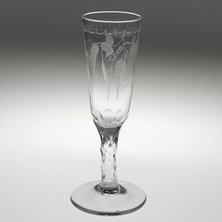 Pair of Georgian Ale Glasses with Facet Cut Stems c1780 For Sale 1