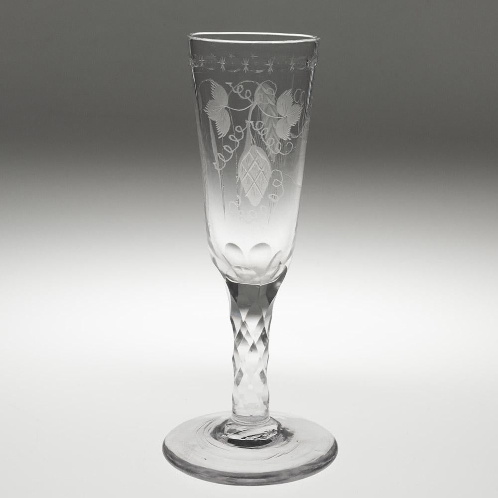 Pair of Georgian Ale Glasses with Facet Cut Stems c1780 For Sale 1