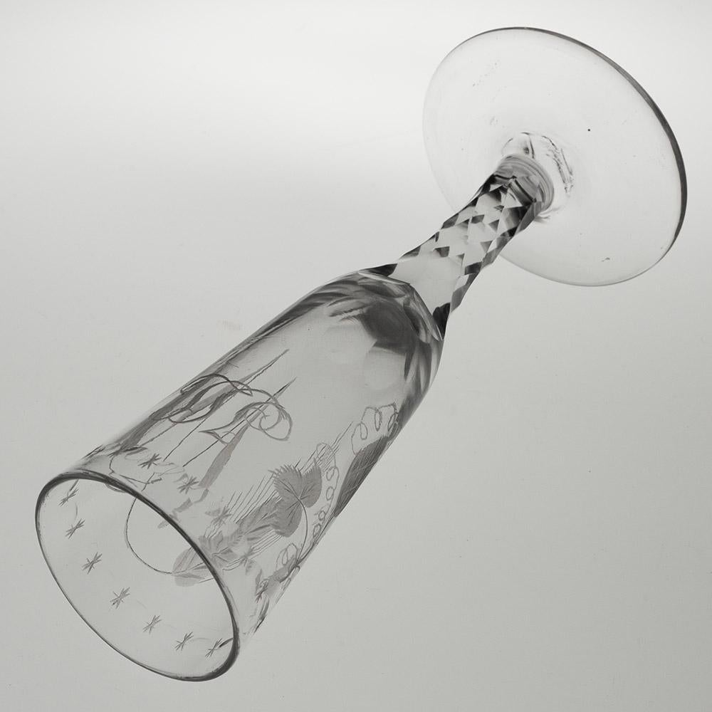 Pair of Georgian Ale Glasses with Facet Cut Stems c1780 For Sale 2