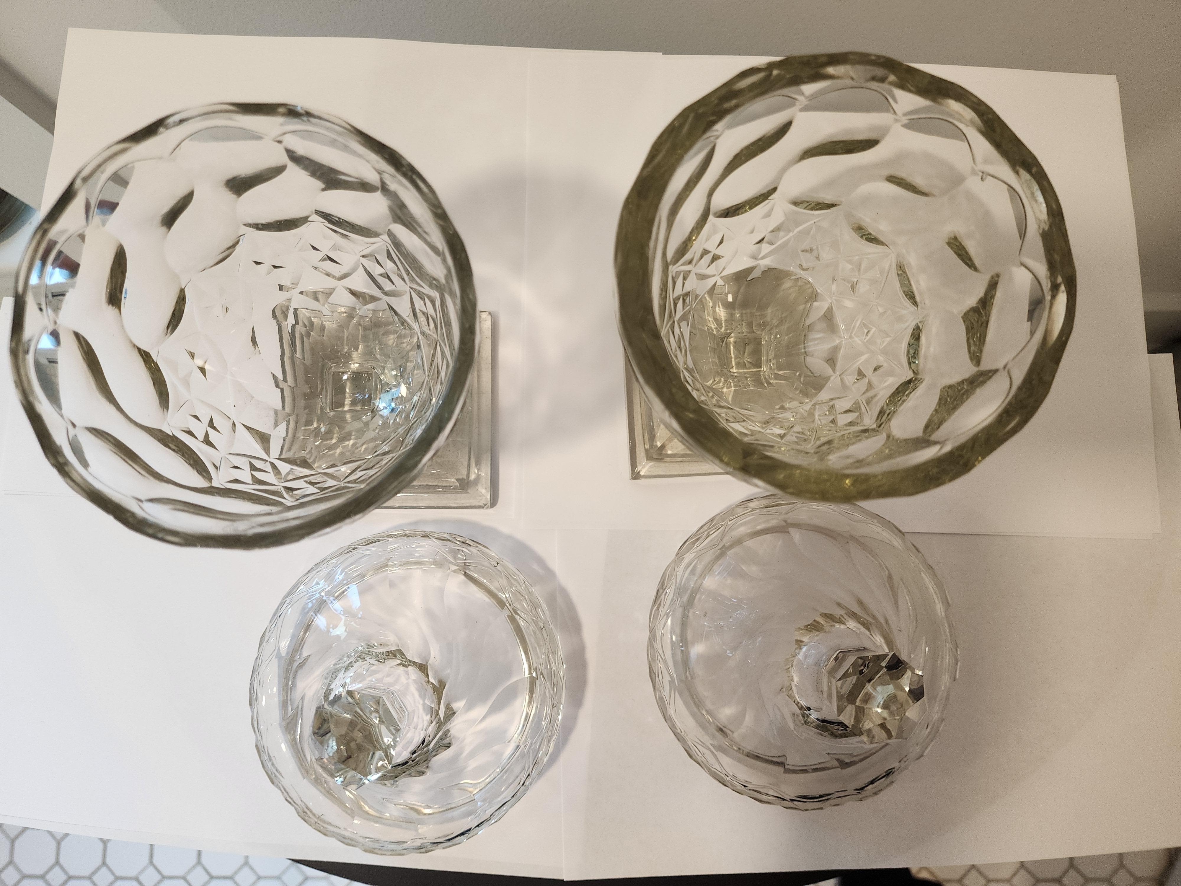Pair of Georgian Anglo-Irish Cut Crystal Sweet Meat Covered Urns 9