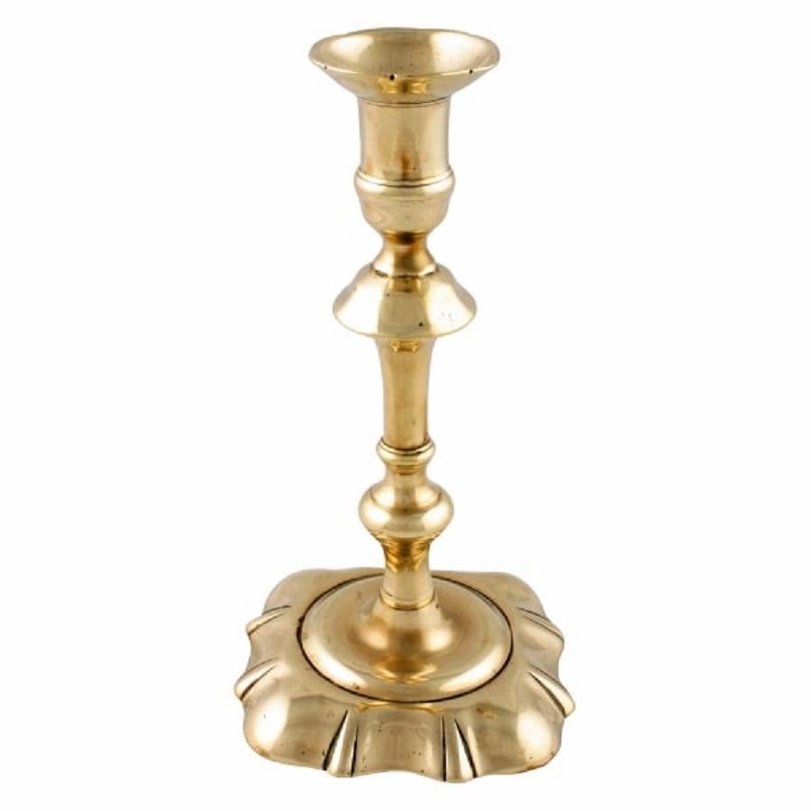 Pair of Georgian Brass Candlesticks, 18th Century In Good Condition For Sale In London, GB