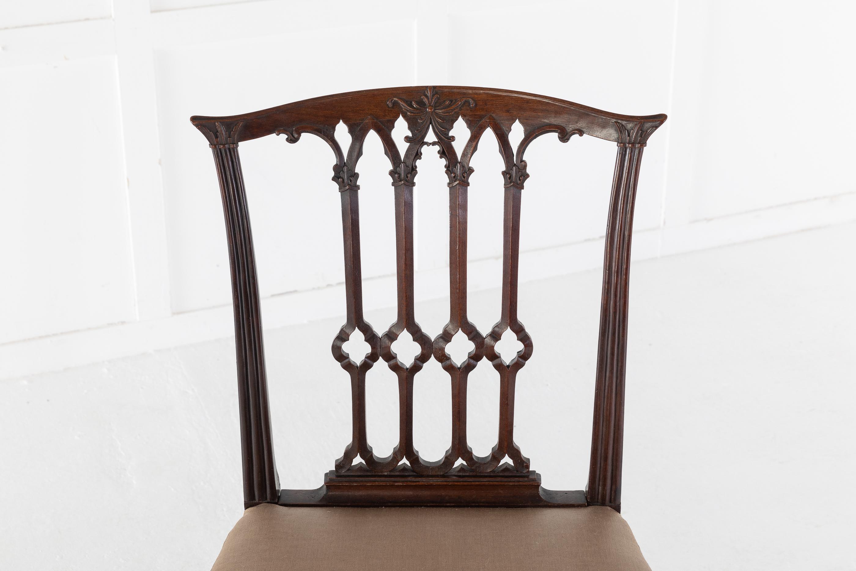 18th Century and Earlier Pair of Georgian Carved Mahogany Side Chairs