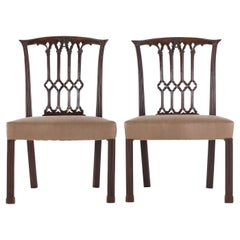 Pair of Georgian Carved Mahogany Side Chairs