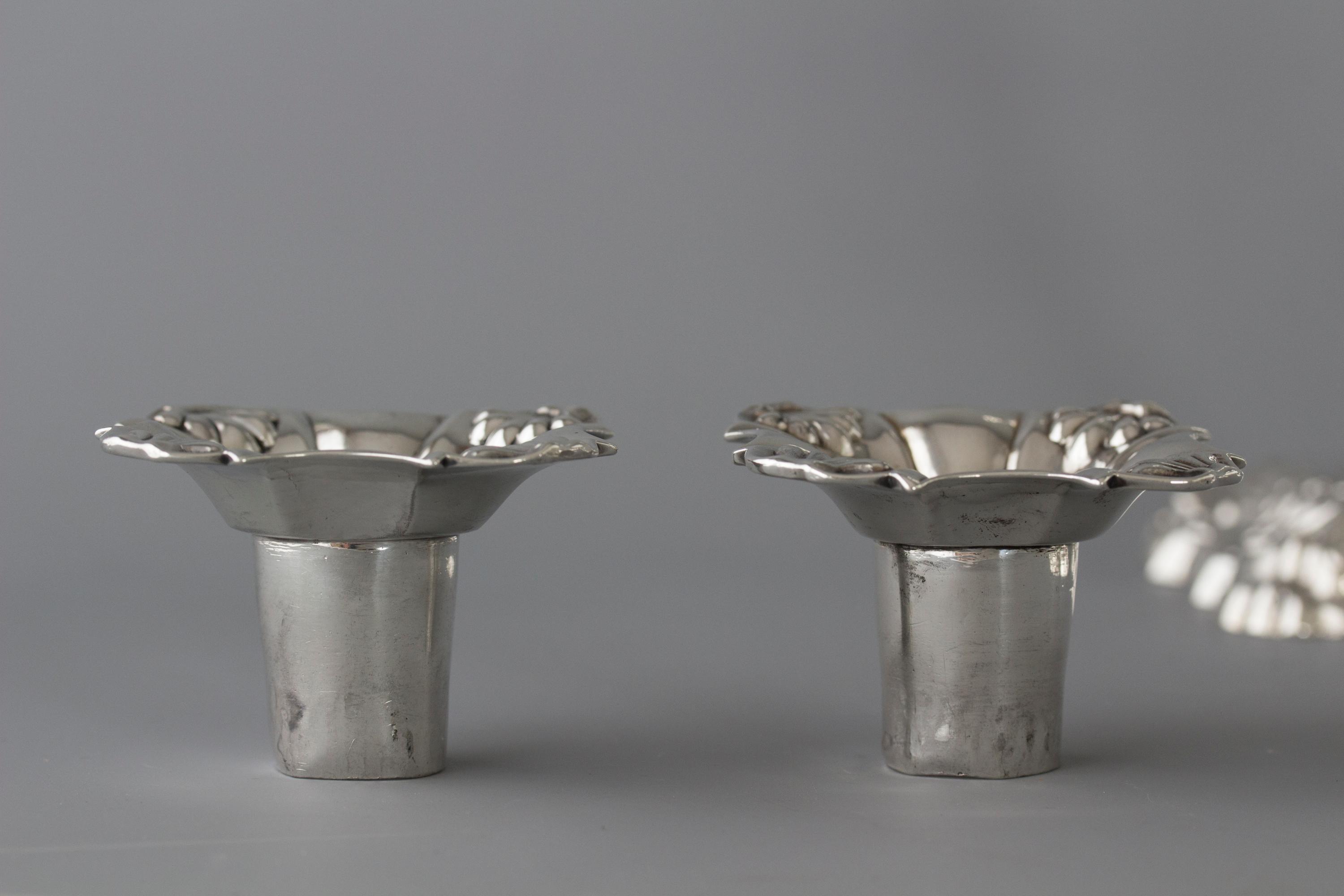 Pair of Georgian Cast Silver Candlesticks, London 1757 by John Cafe For Sale 2
