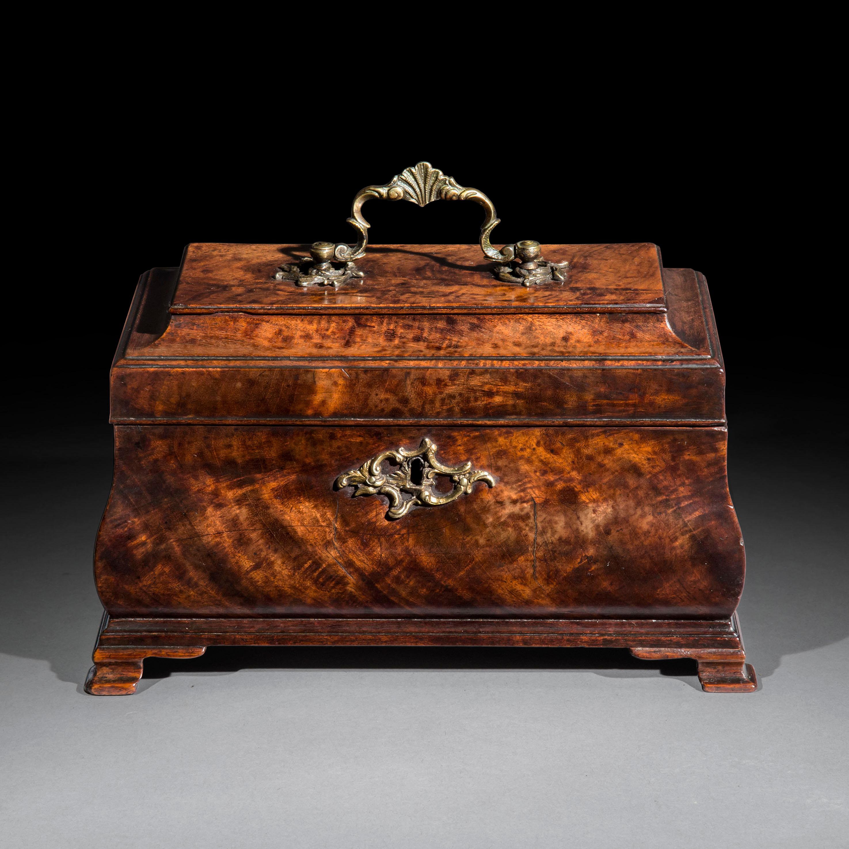 English Pair of Georgian Chippendale Bombé Tea Caddies or Jewelry Boxes