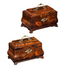 Pair of Georgian Chippendale Bombé Tea Caddies or Jewelry Boxes