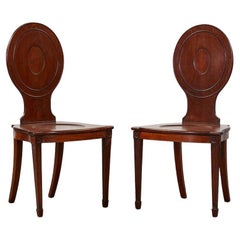 Antique Pair of Georgian Chippendale Hall Chairs