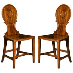 Pair of Georgian Chippendale Hall Chairs, Late 18th Century