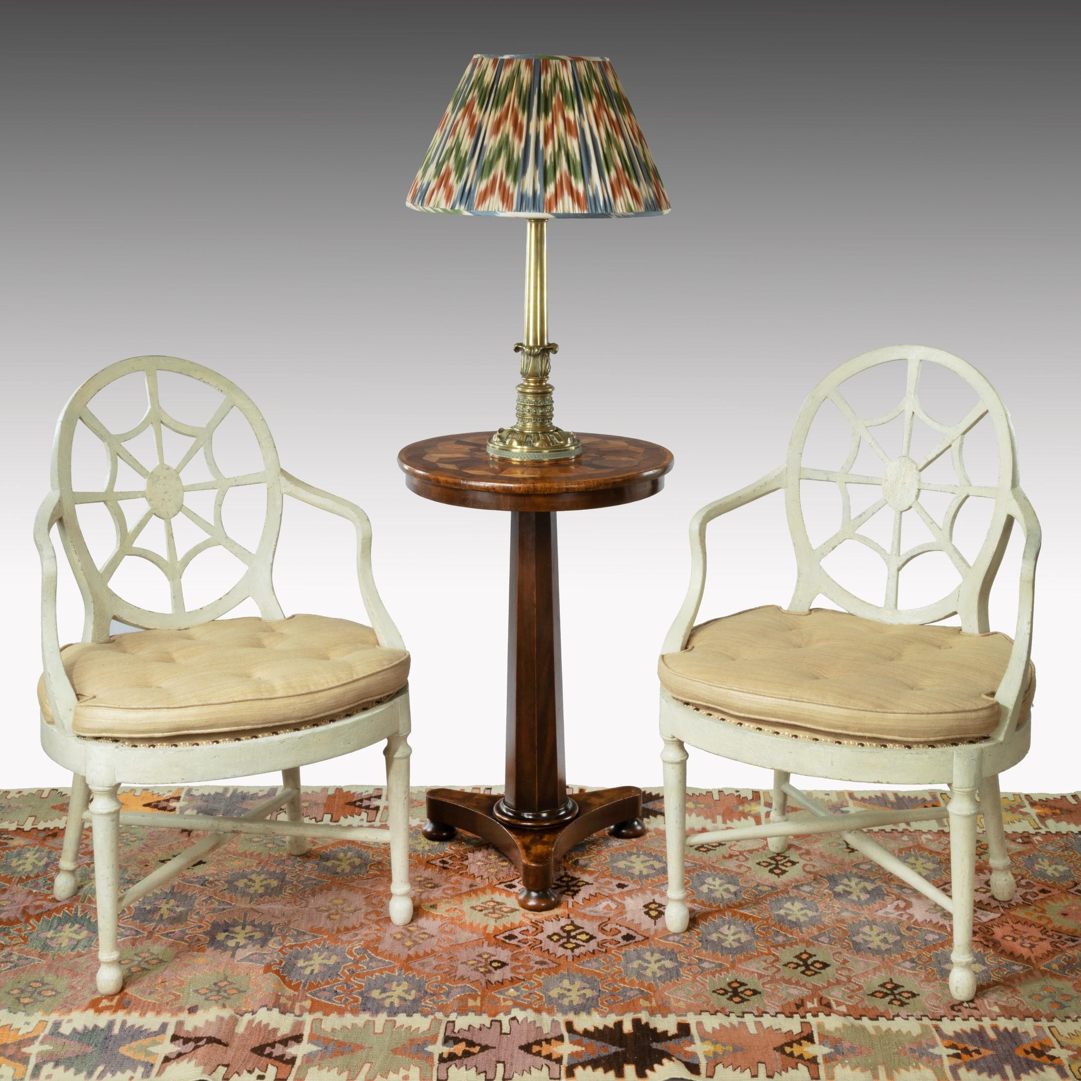 Beech Pair of Georgian Chippendale Period Painted Armchairs