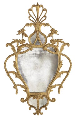 Pair of Georgian Chippendale Style Giltwood Mirrors