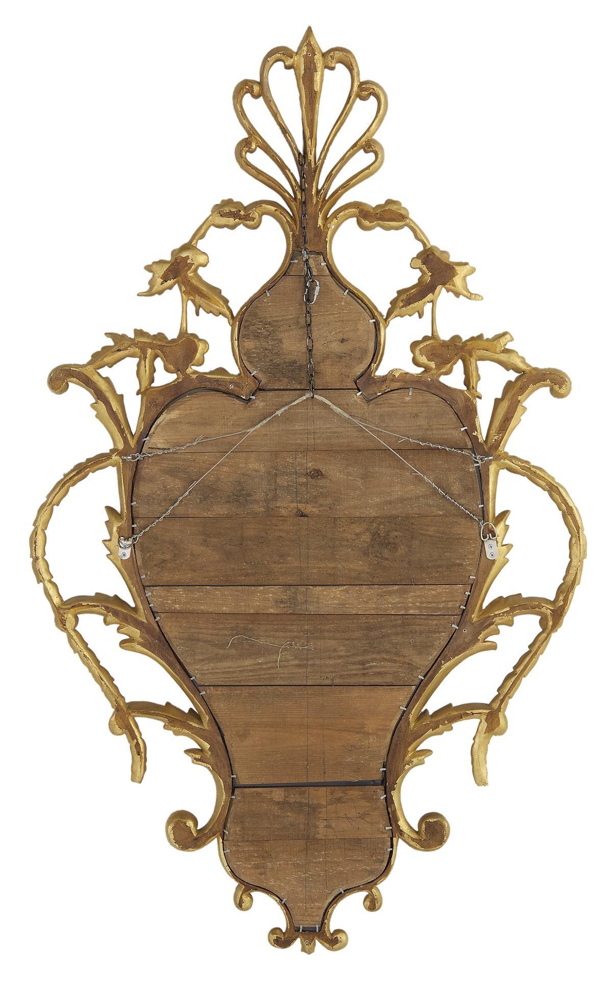 Pair of Georgian Chippendale Style Giltwood Mirrors In Good Condition For Sale In Essex, MA