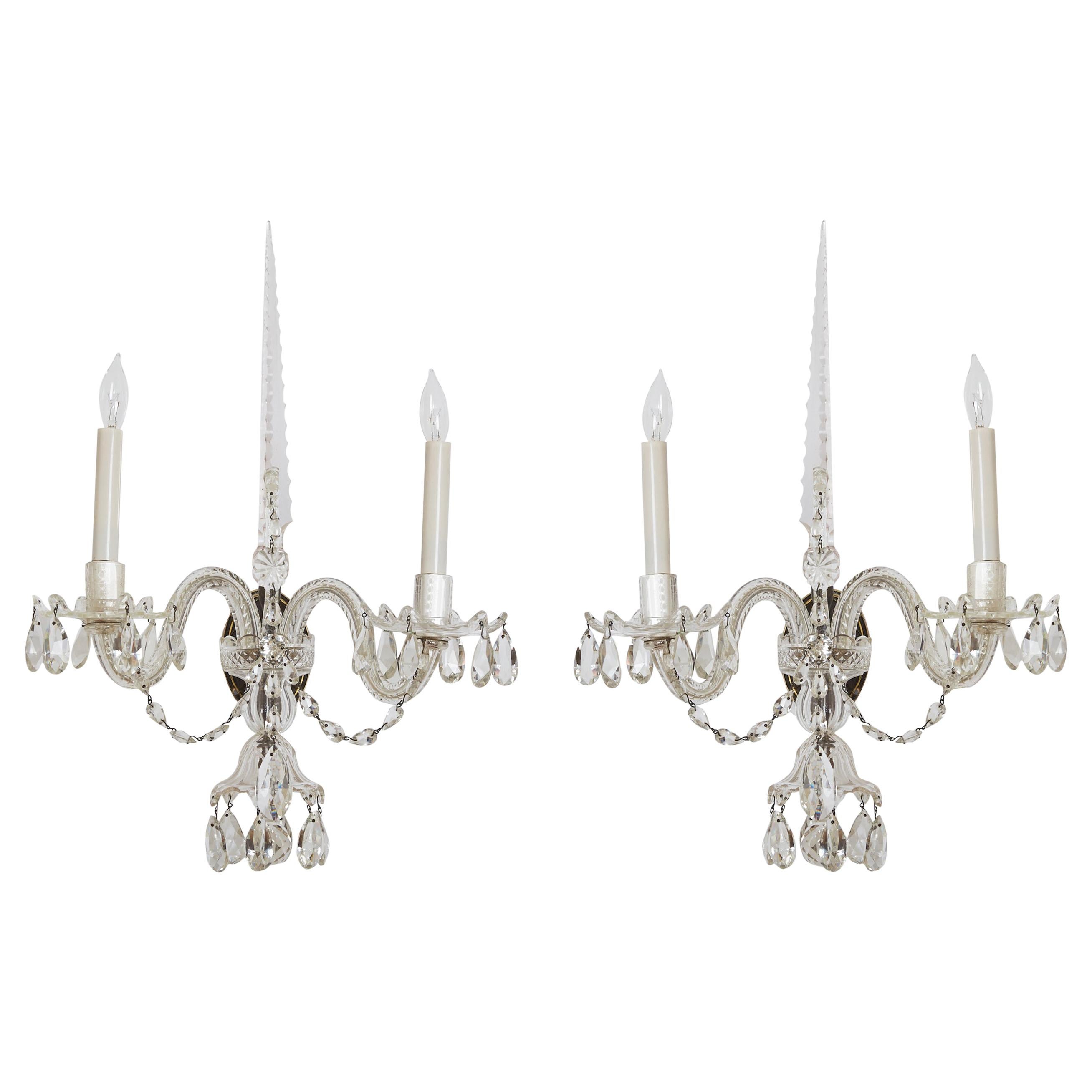 Pair of Georgian Crystal Arm Sconces