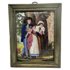 Pair Georgian English Enamel Plaques 'Sailor's Farewell & Return' c.1790