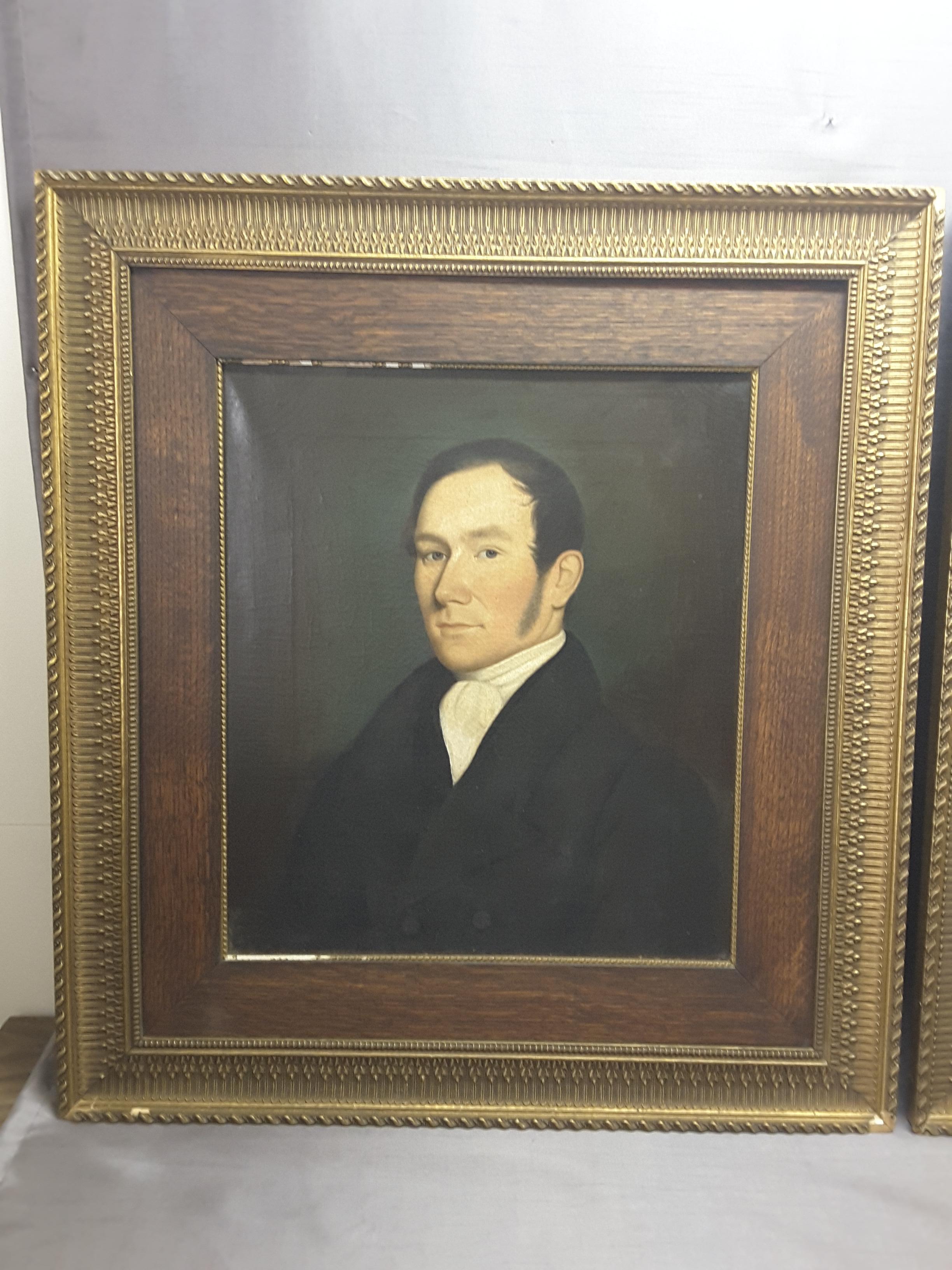 Pair of Georgian English Portrait Paintings by Rev. Ben Hudson Dated 1828 & 1829 In Good Condition For Sale In Ottawa, Ontario