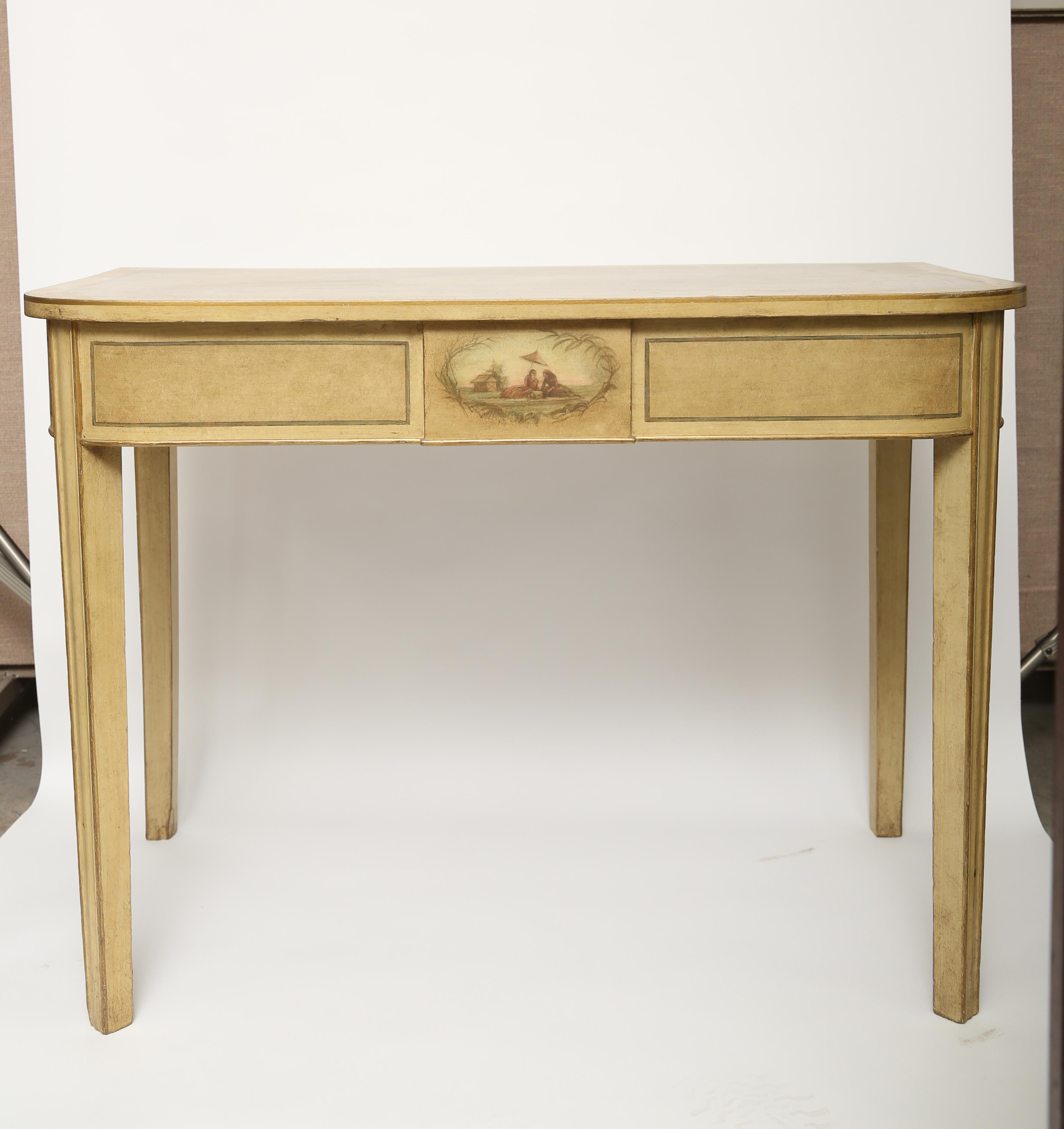 Hand-Painted  Console Tables Faux Painted to Resemble Parchment-A Pair