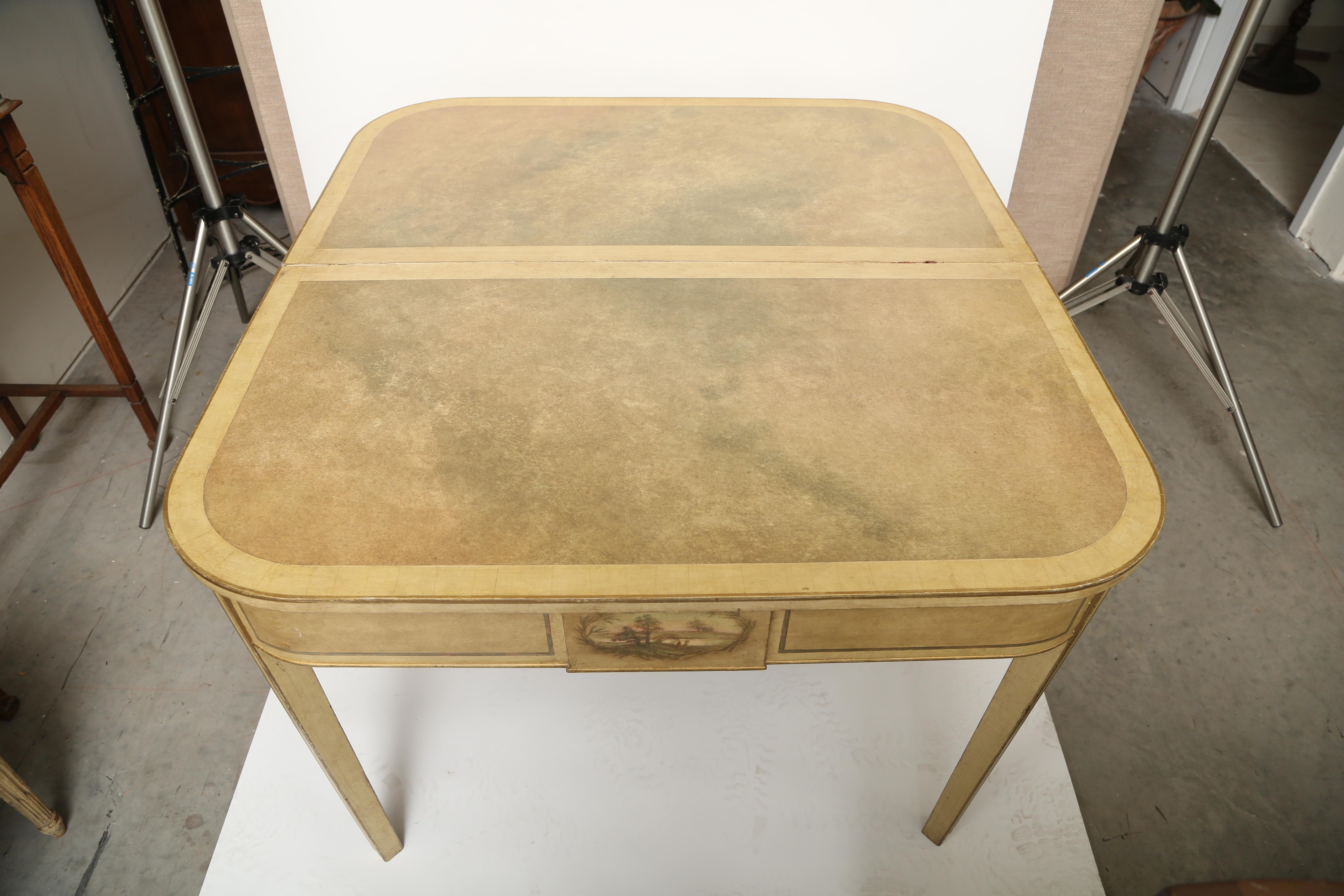 Wood  Console Tables Faux Painted to Resemble Parchment-A Pair