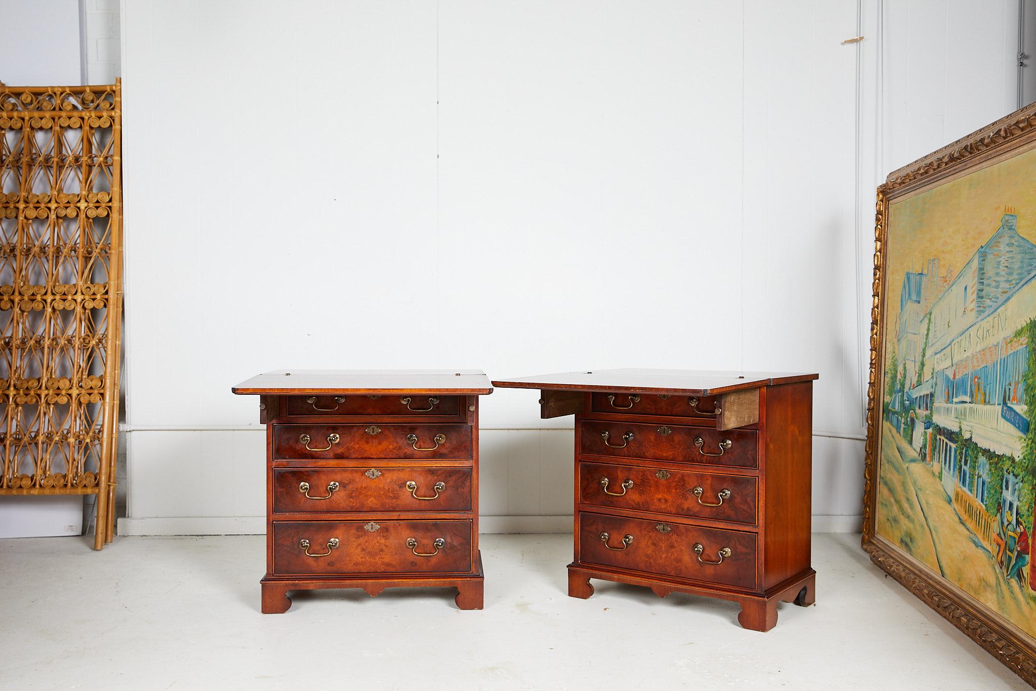 20th Century Pair of Georgian Fold Over Top Bachelor Chests