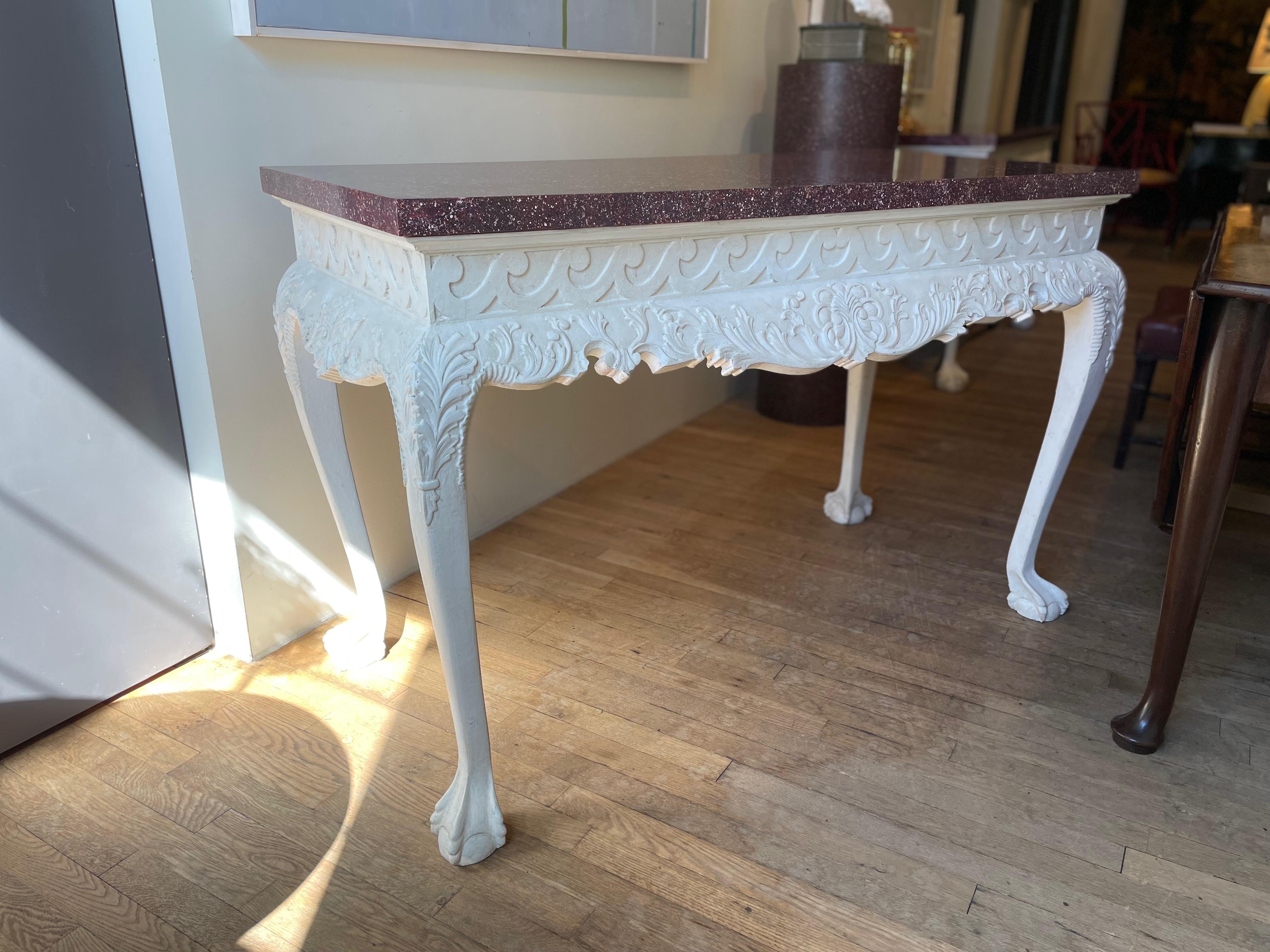 English Pair of Georgian Gesso and Faux Porphyry Side Tables