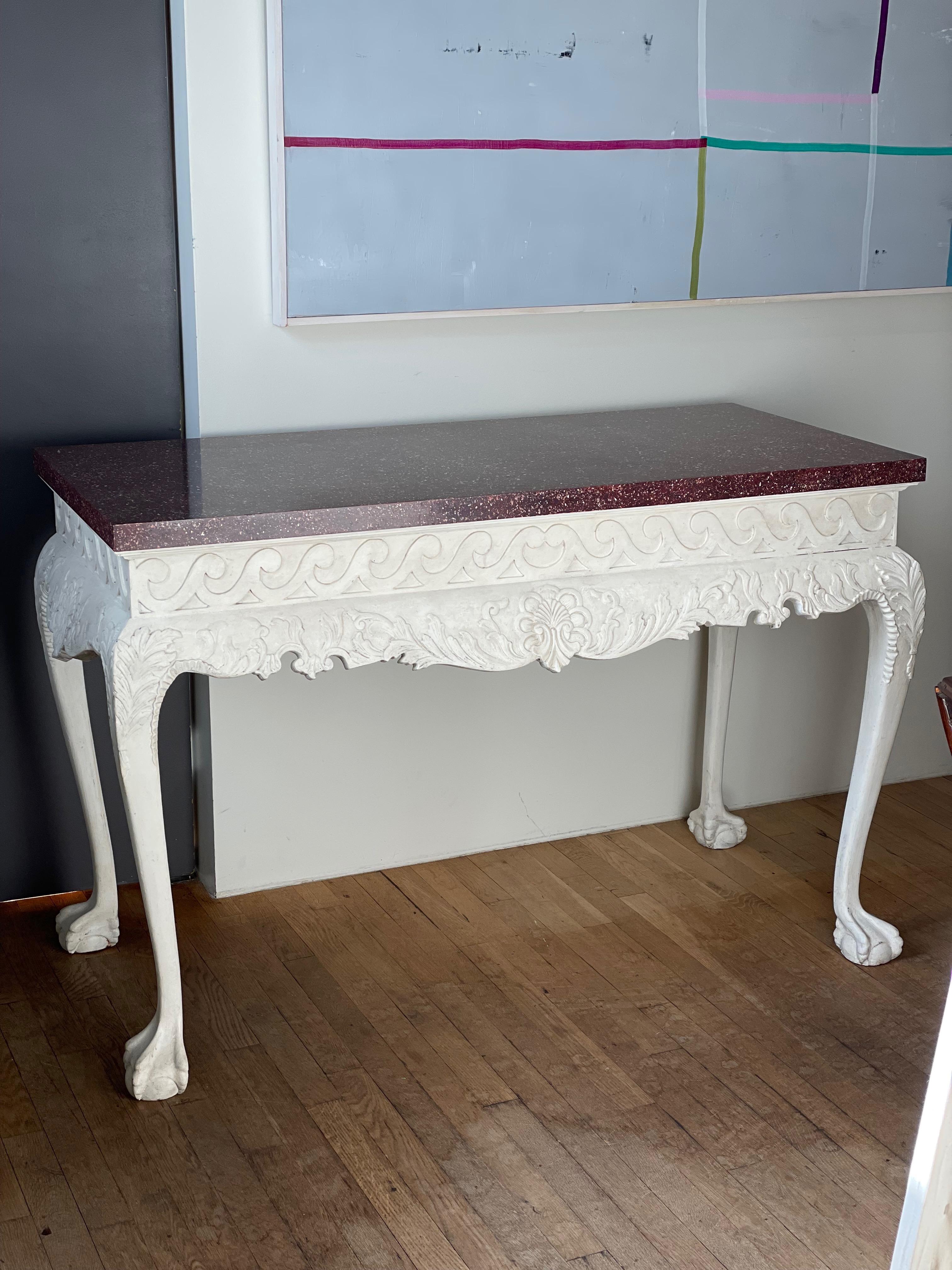 Pair of Georgian Gesso and Faux Porphyry Side Tables 1