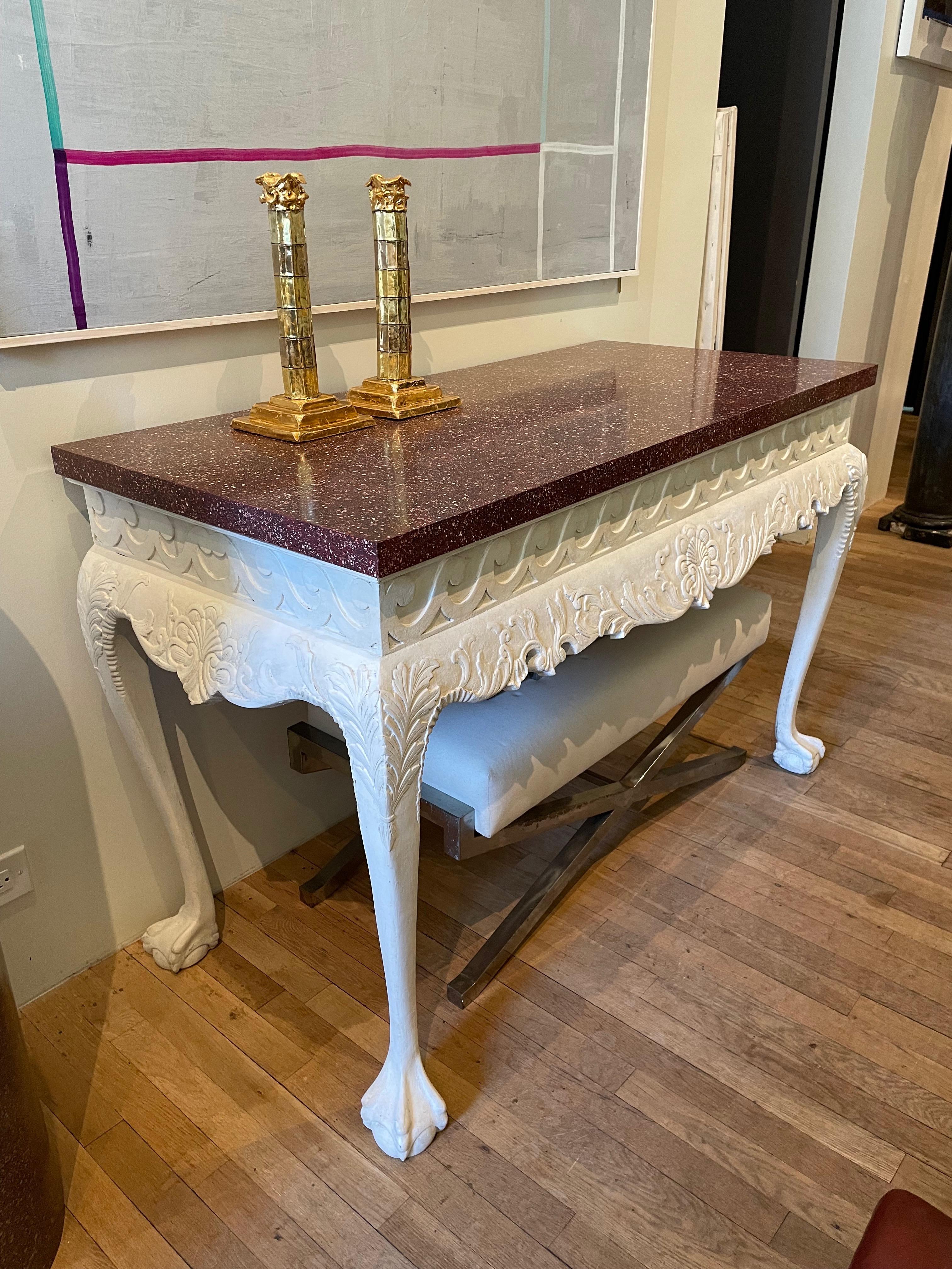 Pair of Georgian Gesso and Faux Porphyry Side Tables 3