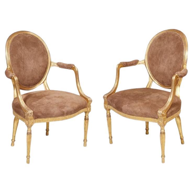 Pair of Georgian Giltwood Armchairs For Sale