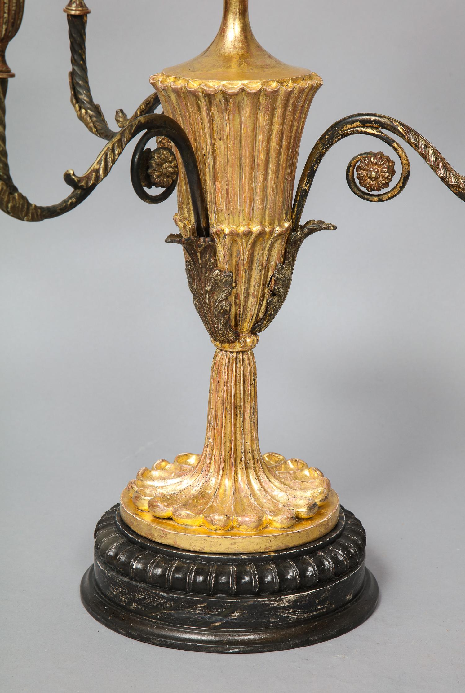 Brass Pair of Georgian Giltwood Candelabra For Sale
