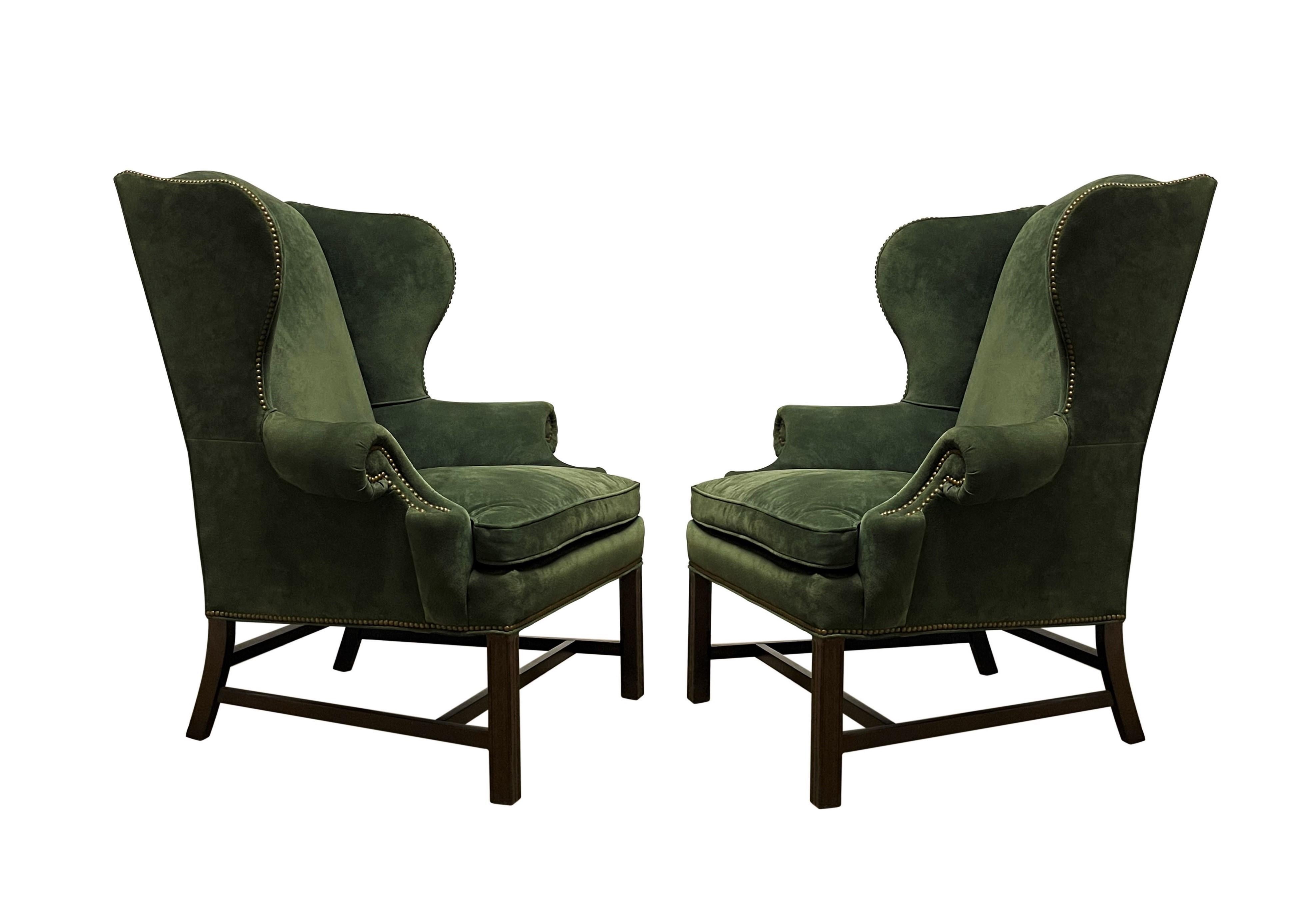 green suede armchair