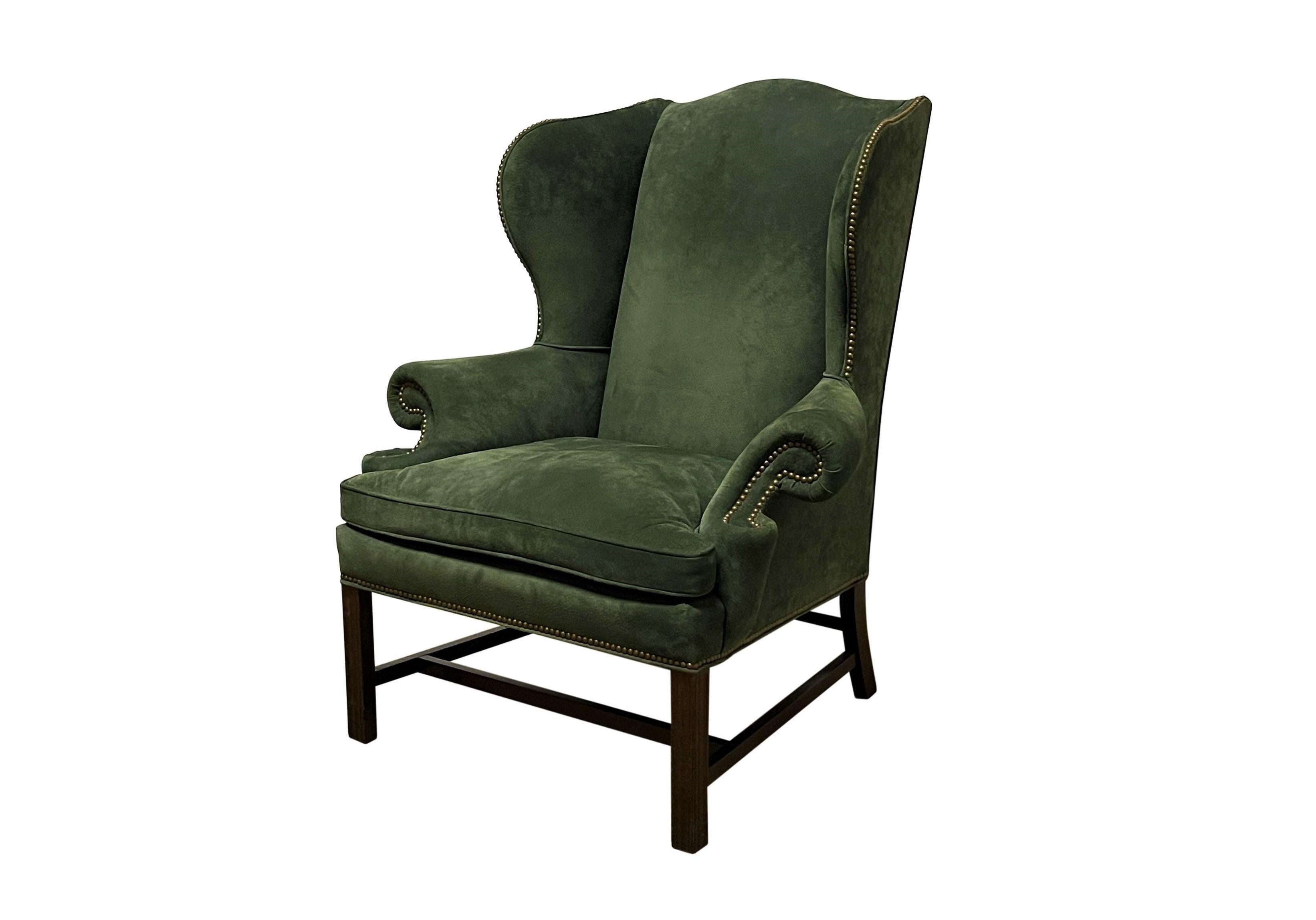 suede wingback chair
