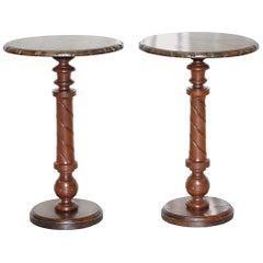 Pair of Georgian Irish Style Mahogany Side End Lamp Wine Occasional Tables