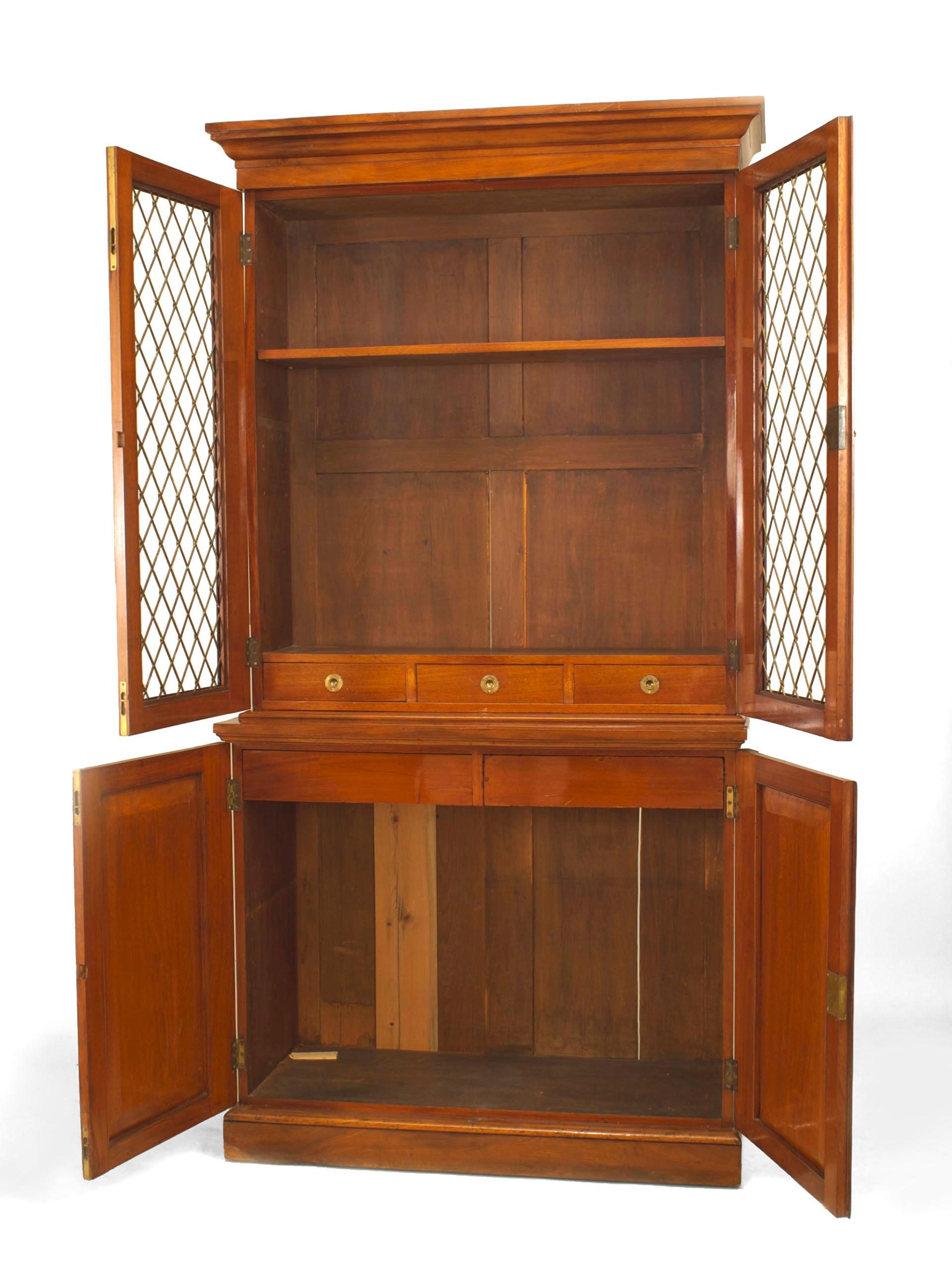 English Pair of Georgian Mahogany and Brass Bookcases